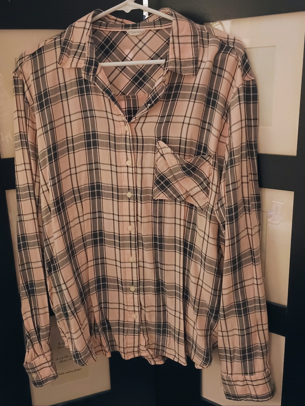 NWOT Aeropostale Pink & Black Plaid Flannel Shirt